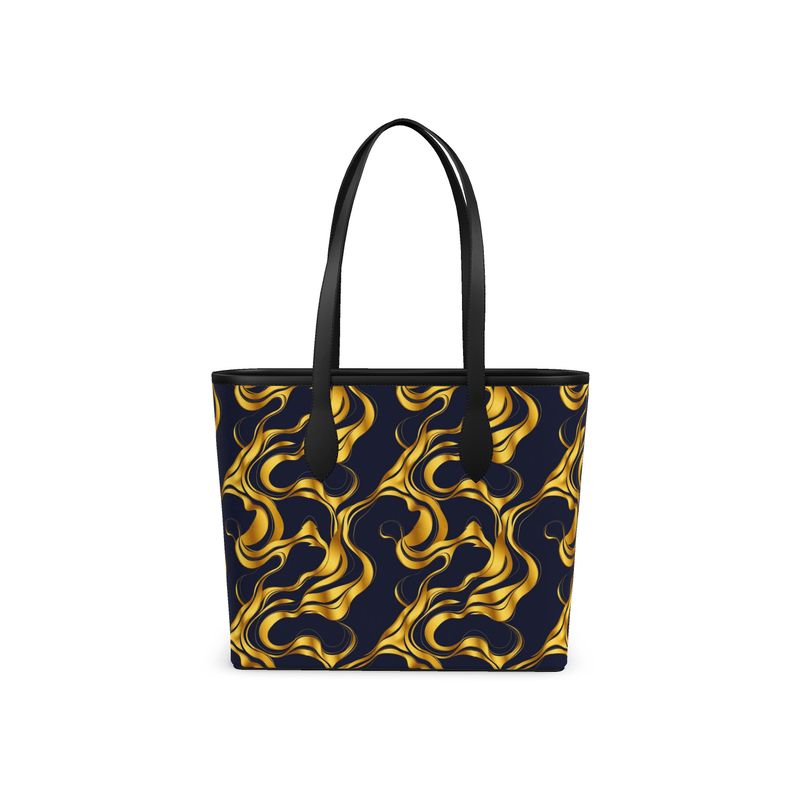 Aura Regalia: Midnight Gold City Shopper | Leather Tote