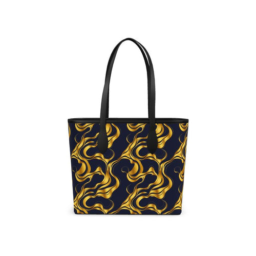 Aura Regalia: Midnight Gold City Shopper | Leather Tote-AURA REGALIA 