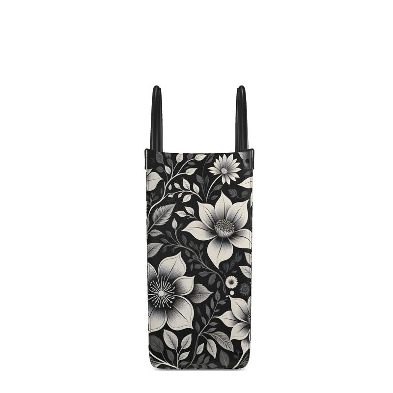 The Monolith Bloom | Botanical Black and white Designer handbag | Aura Regalia
