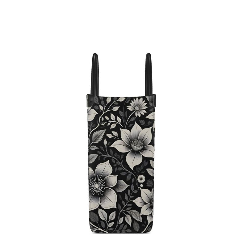 The Monolith Bloom | Botanical Black and white Designer handbag | Aura Regalia