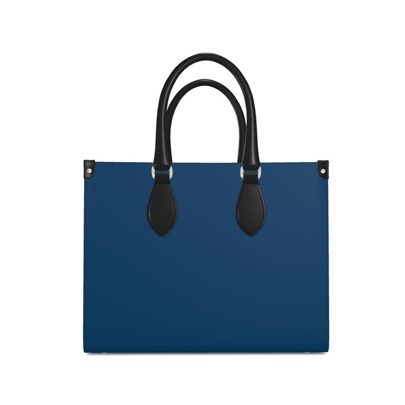 Blue Leather Shopper Bag-AURA REGALIA 