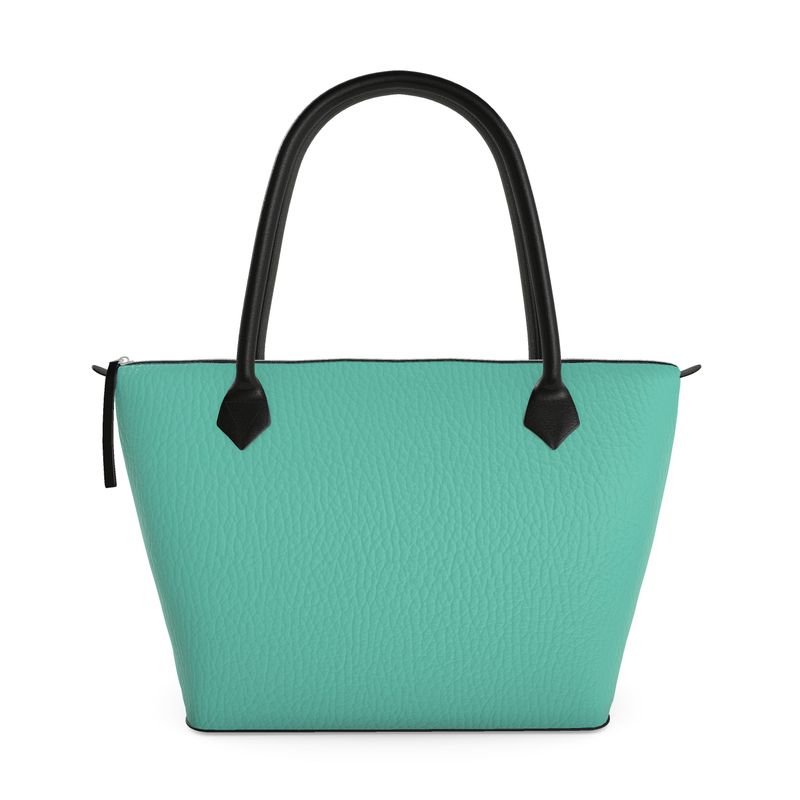 Mint/Teal Zip Top Handbag | Aura Regalia-AURA REGALIA 
