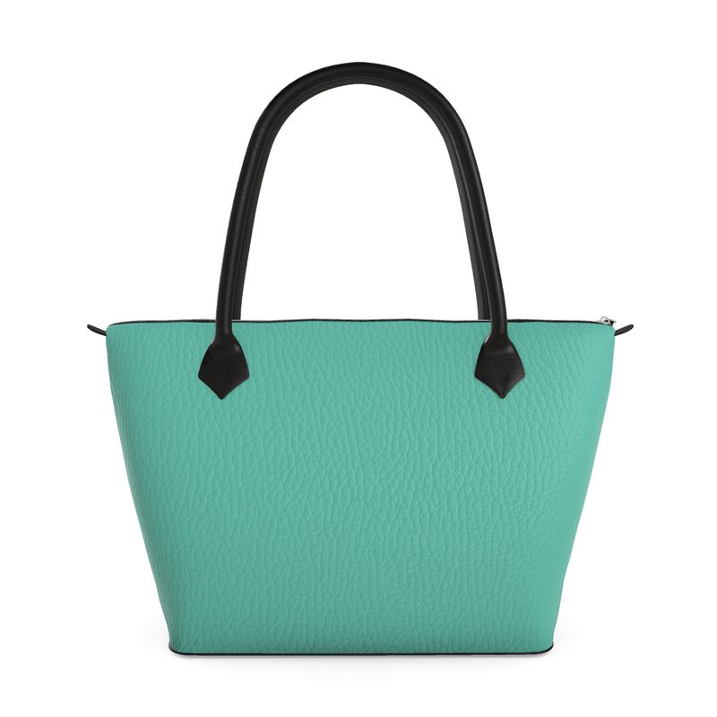Mint/Teal Zip Top Handbag | Aura Regalia-AURA REGALIA 