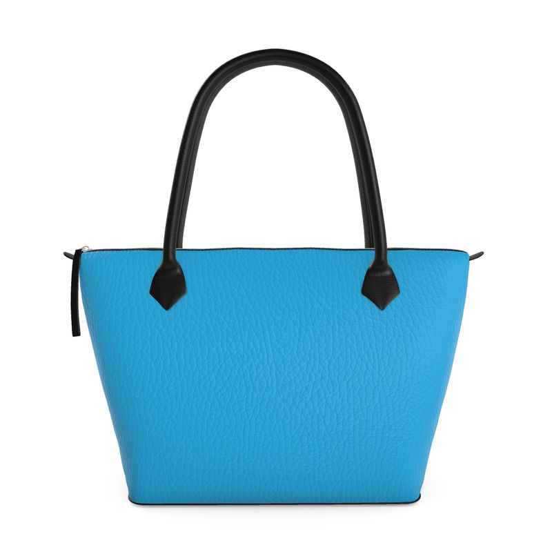 Sky Blue Zip Top Handbag | Aura Regalia-AURA REGALIA 
