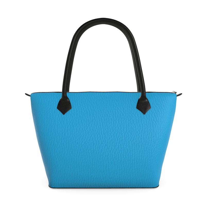 Sky Blue Zip Top Handbag | Aura Regalia-AURA REGALIA 