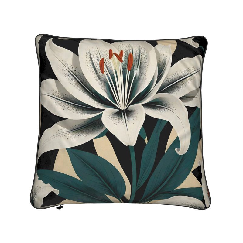 White Lilies Cushions | Aura Regalia