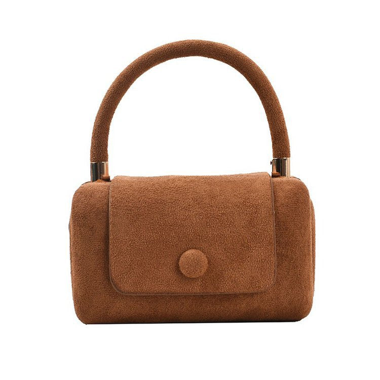 Vintage Scrub PU Leather Small Crossbody Suede Shoulder Bags for Women Winter Luxury Designer Tote Purses And Handbags-AURA REGALIA 