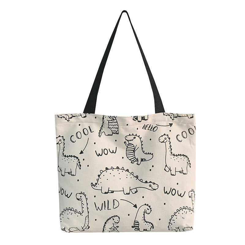 New Cute Canvas Women's Bag Printing Graffiti Hand-Held Student Cloth Bag Shoulder Bag Shopping Bag-AURA REGALIA 