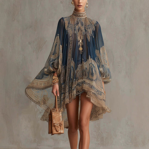 Aura Regal Baroque Chiffon Mini Dress