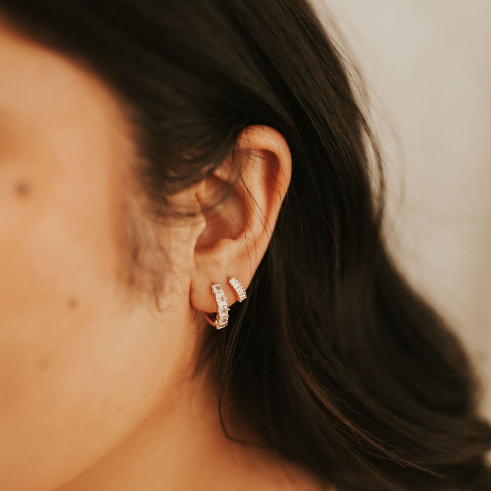 Charlotte Diamond Gold Filled Hoops-AURA REGALIA 