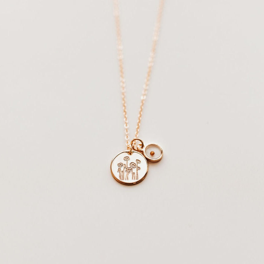 Poppy Necklace with Mustard Seed-AURA REGALIA 