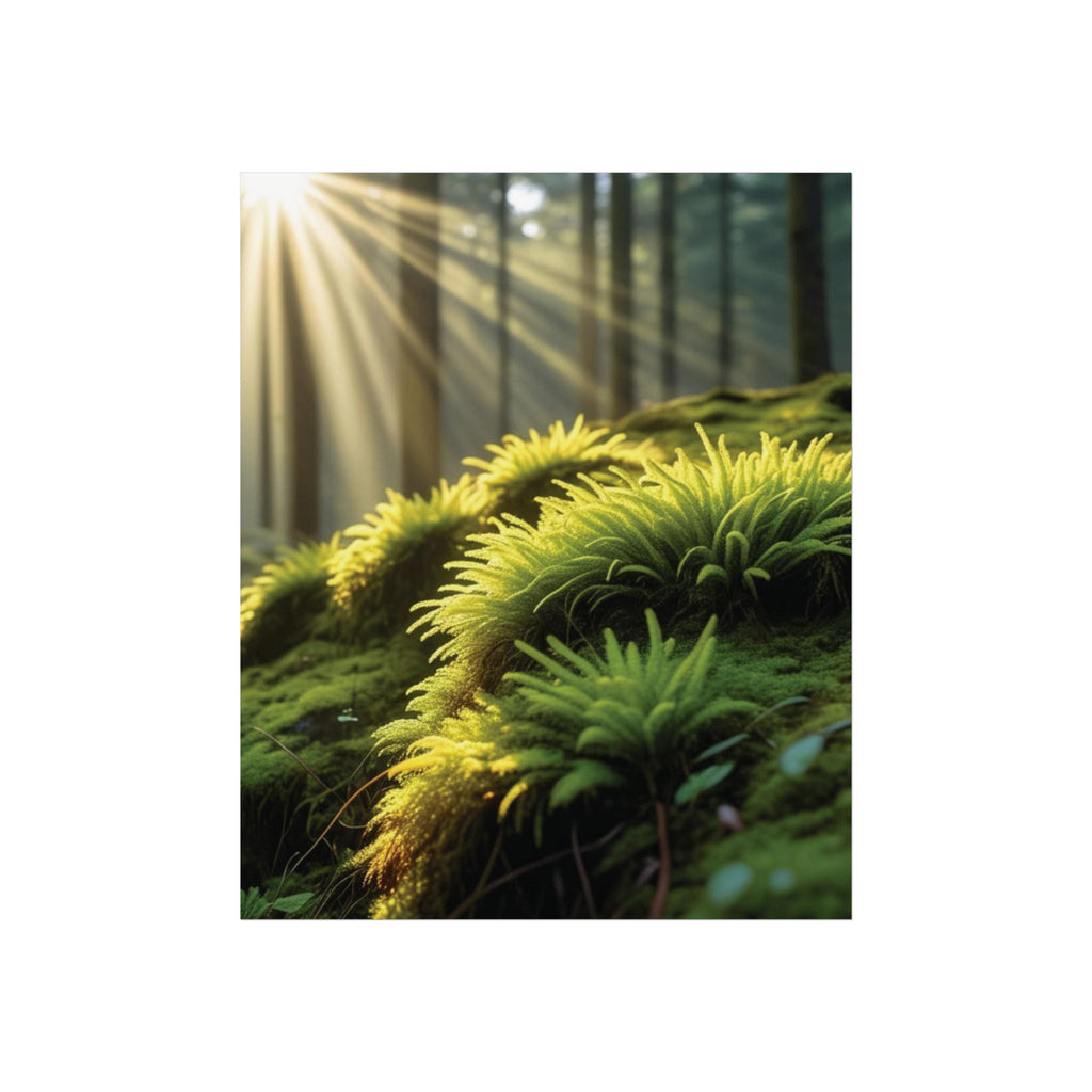 Sunlit Moss Forest Fine Art Poster | Botanical Wall Art