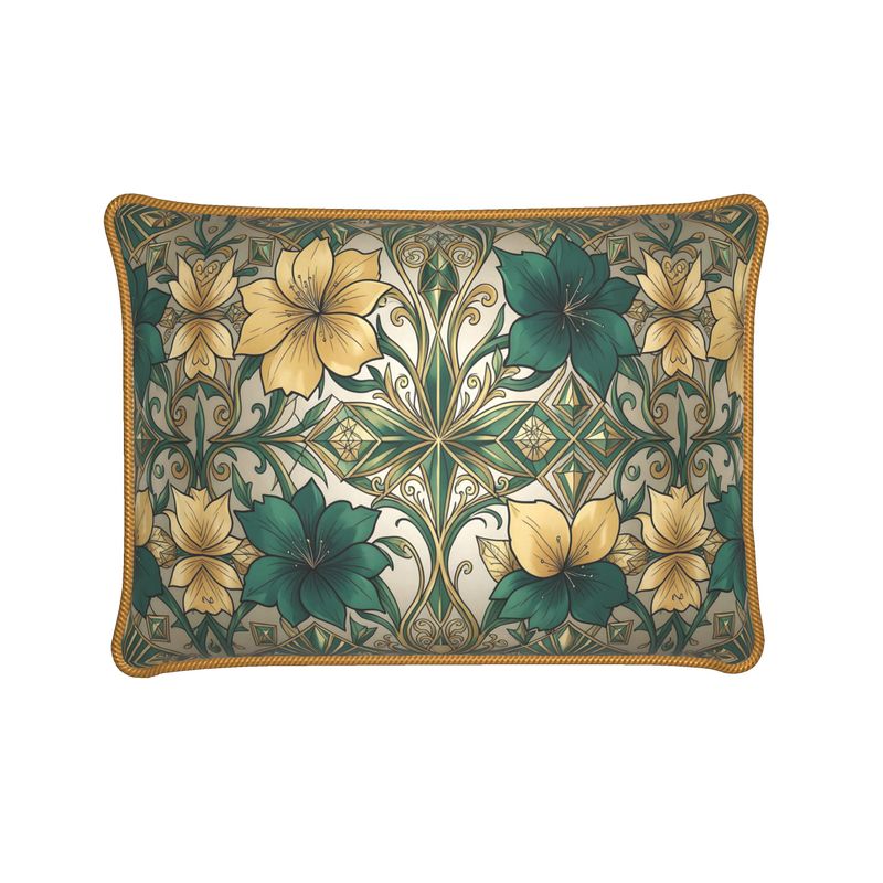 Green and Gold 100% Silk Pillows | Aura Regalia