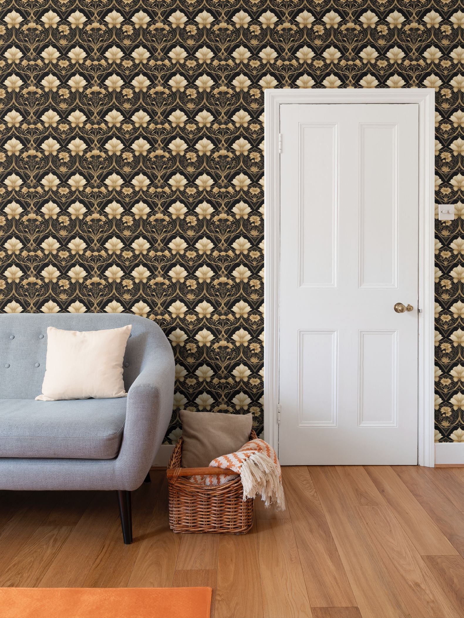 Black and Gold Repeat Pattern Wallpaper | Aura Regalia