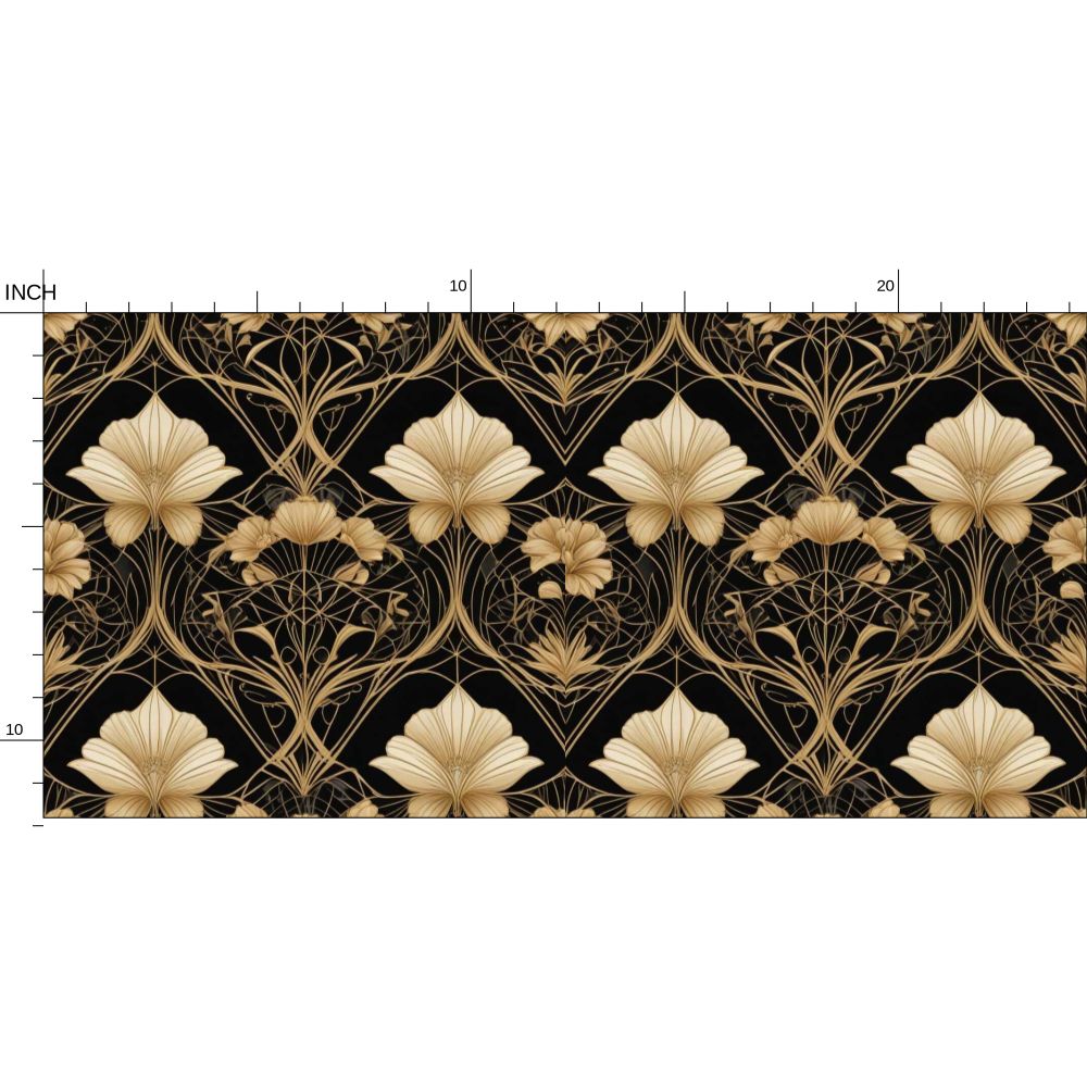 Black and Gold Repeat Pattern Wallpaper | Aura Regalia