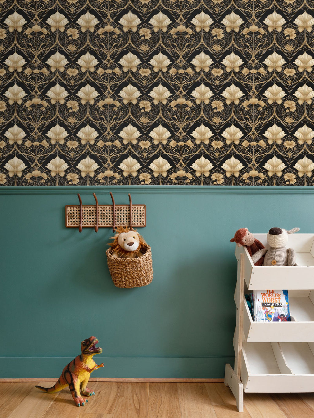 Black and Gold Repeat Pattern Wallpaper | Aura Regalia