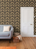 Black and gold fan Repeat Pattern Wallpaper