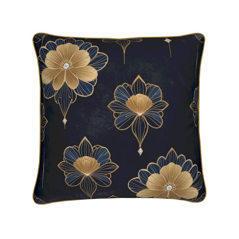 Navy and Gold Art Deco Cushions | Aura Regalia