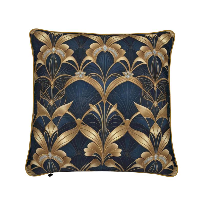 Navy and Gold Art Deco Cushions | Aura Regalia