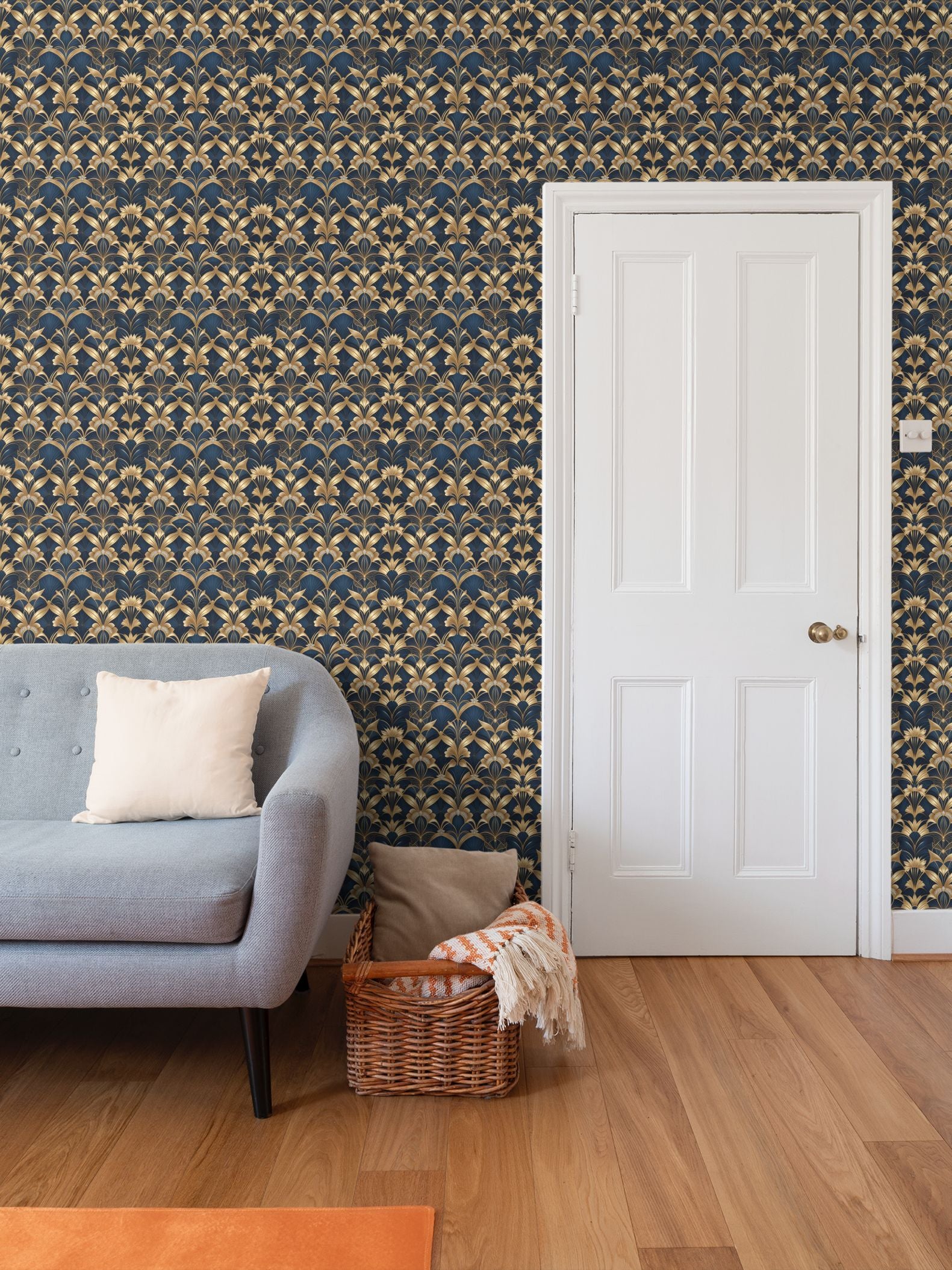 Art Deco floral Repeat Pattern Wallpaper | Aura Regalia