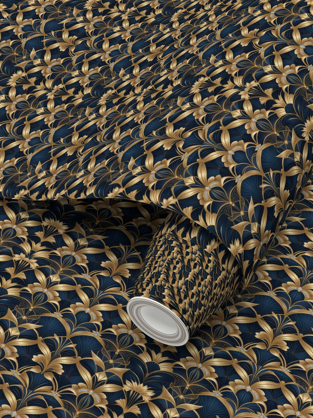 Art Deco floral Repeat Pattern Wallpaper | Aura Regalia