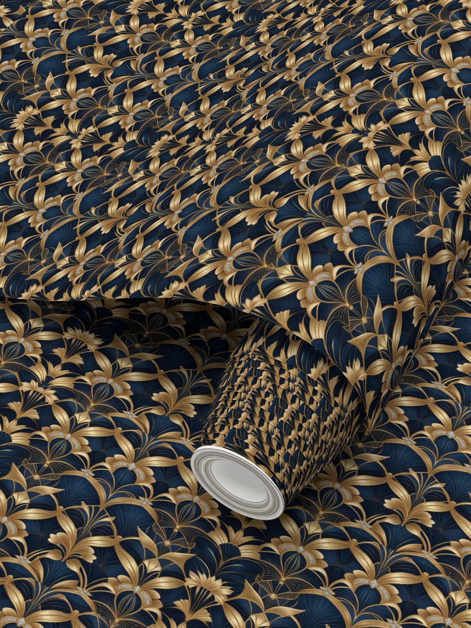 Art Deco floral Repeat Pattern Wallpaper | Aura Regalia