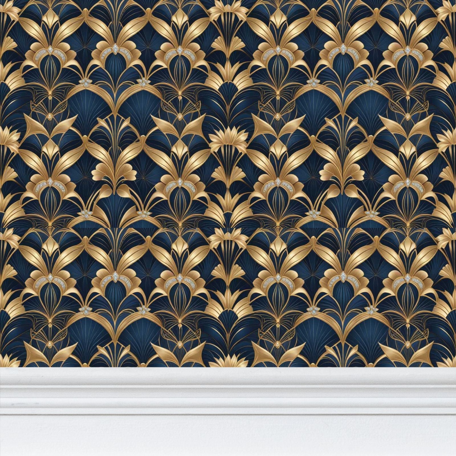 Art Deco floral Repeat Pattern Wallpaper | Aura Regalia