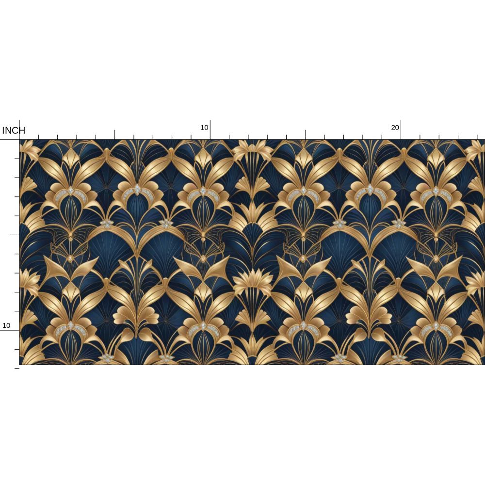 Art Deco floral Repeat Pattern Wallpaper | Aura Regalia