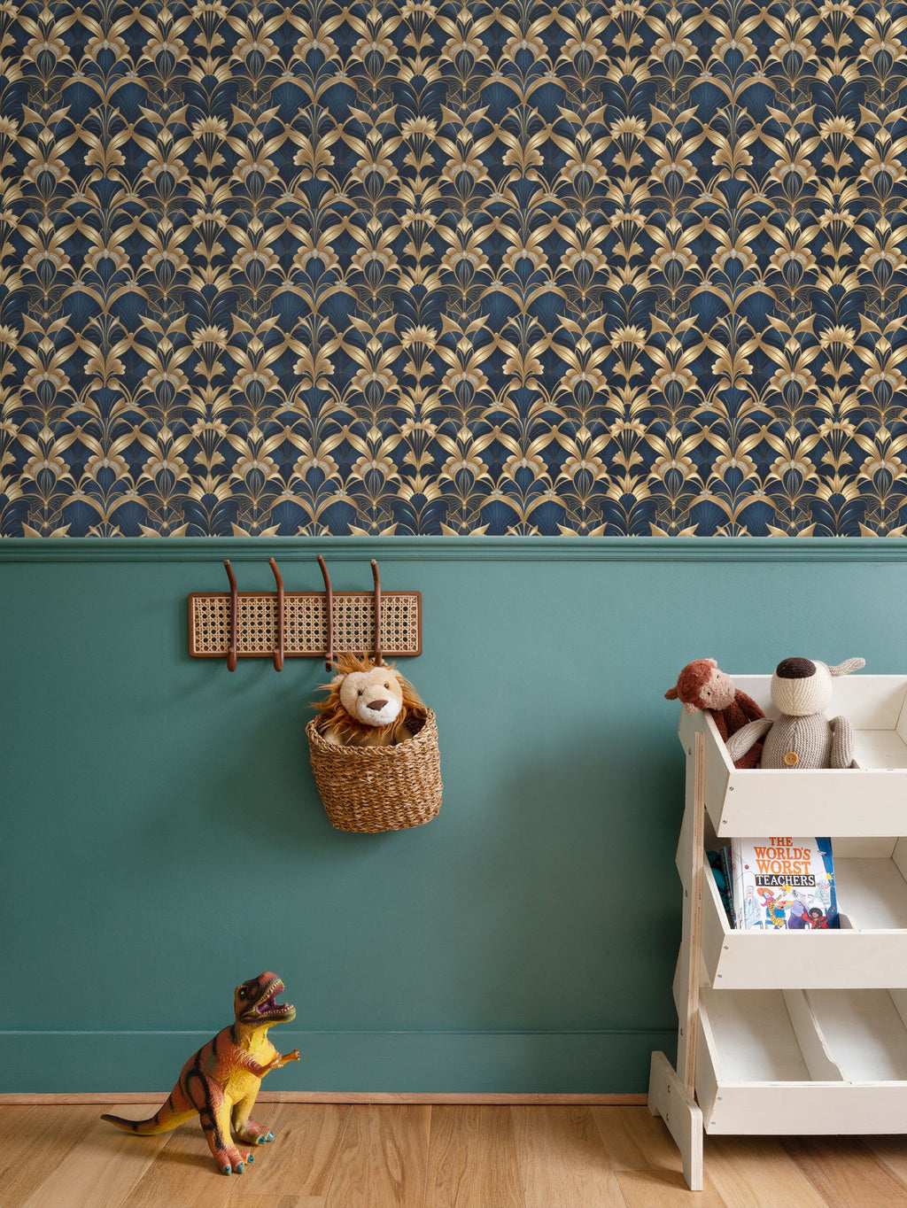 Art Deco floral Repeat Pattern Wallpaper | Aura Regalia