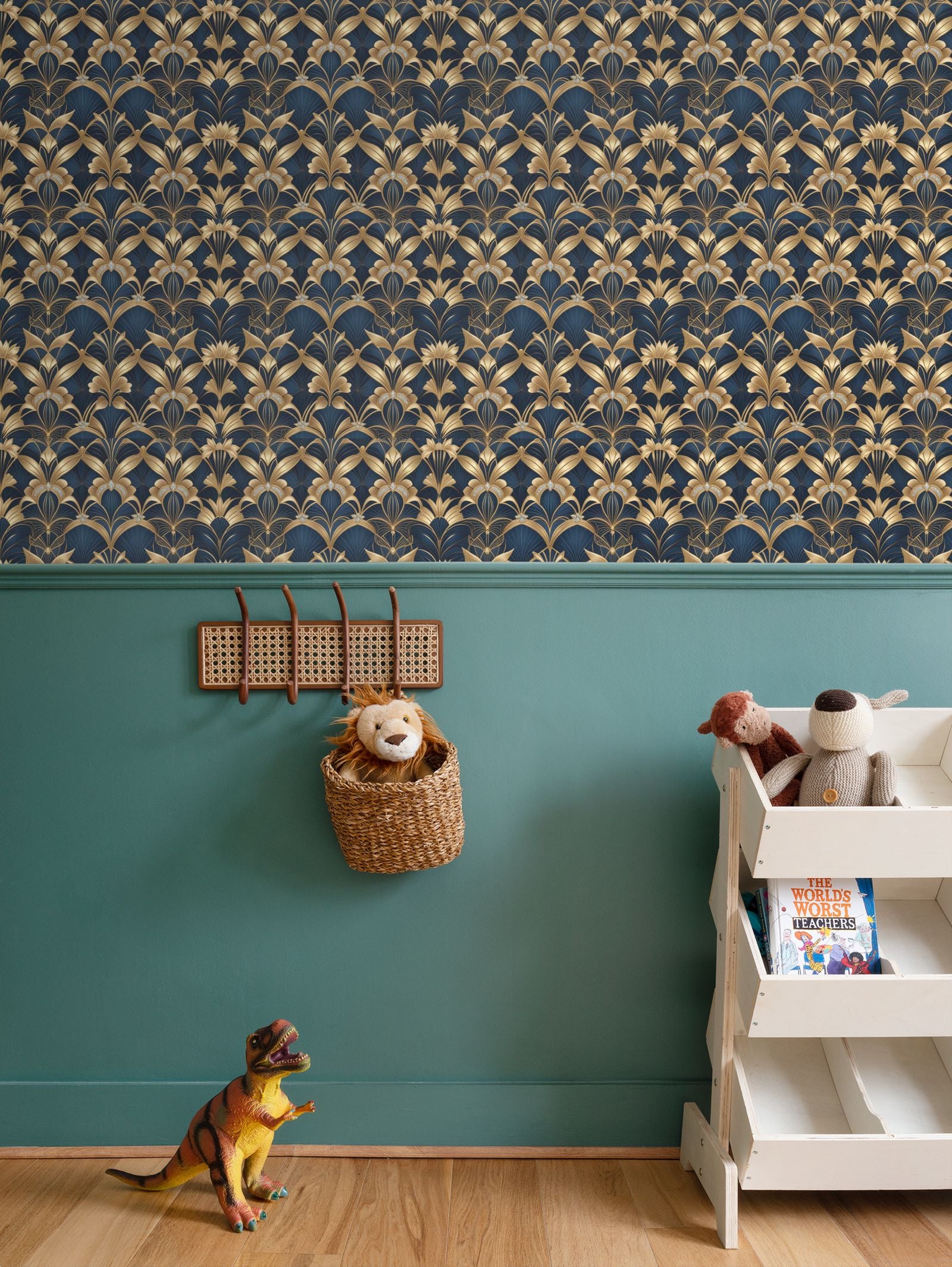 Art Deco floral Repeat Pattern Wallpaper | Aura Regalia