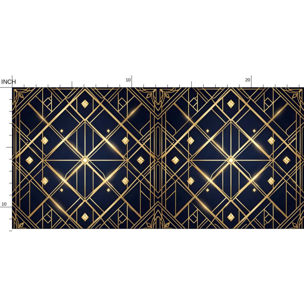 Navy and blue Art Deco Repeat Pattern Wallpaper | Aura Regalia