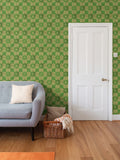 Green and Gold Art Nouveau Repeat Pattern Wallpaper | Aura Regalia