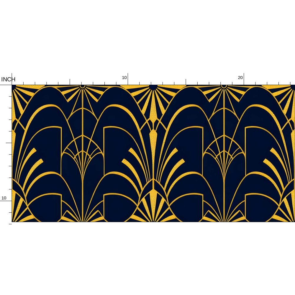 Art Deco Navy and gold Repeat Pattern Wallpaper | Aura Regalia