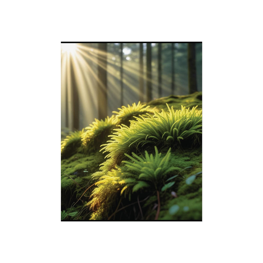 Sunlit Moss Forest Fine Art Poster | Botanical Wall Art