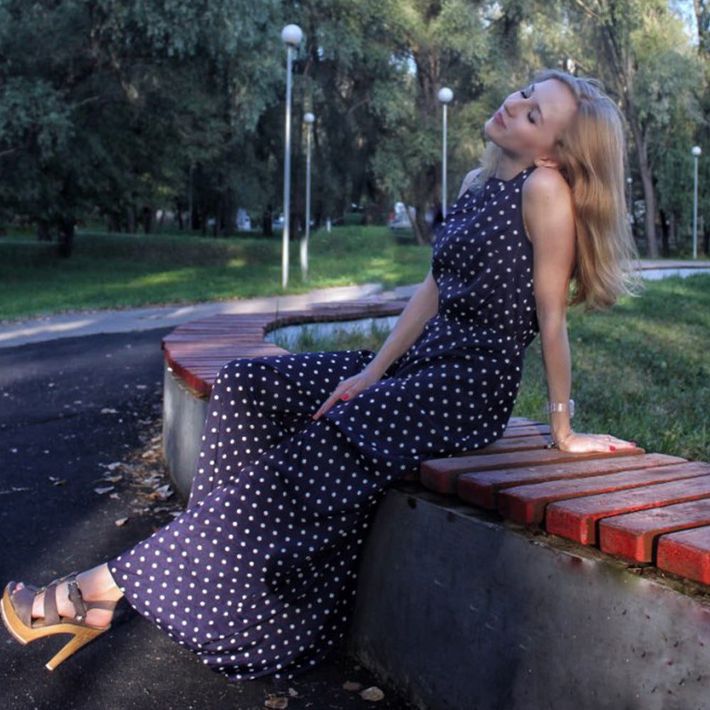 Explosion polka dot button jumpsuit-AURA REGALIA 