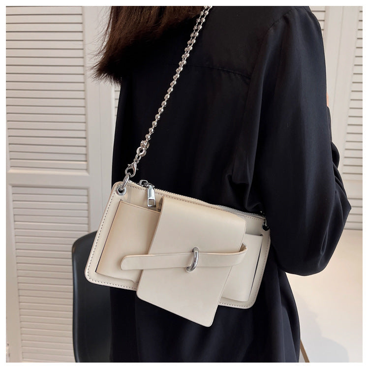 Summer New Women's Bag Trend Line Shoulder Bag New Fashion PU Mobile Phone Bag Motorcycle Bag Coin Purse Bag-AURA REGALIA 