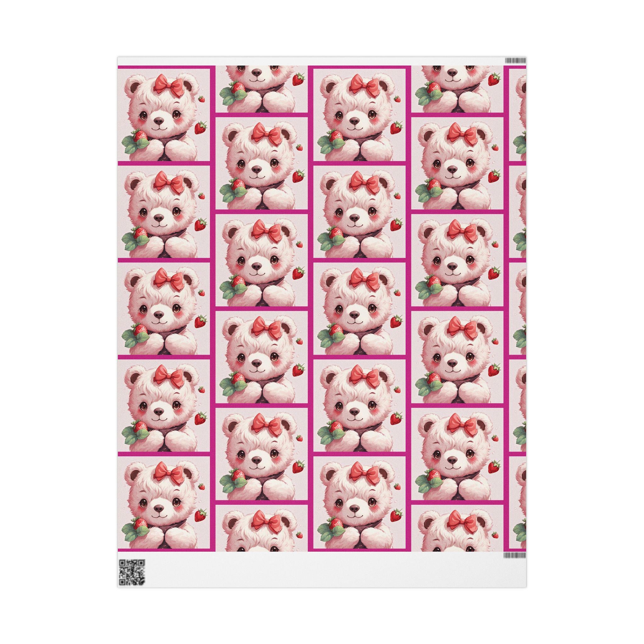 Strawberry Kitten Wrapping Paper | Nostalgic Cat Gift Wrap