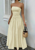 Elegant Polka-dot Off-shoulder Dresses Solid Color Strapless Lady High-waist Robe Commuting Party Business Beach Holiday Outfit-AURA REGALIA 