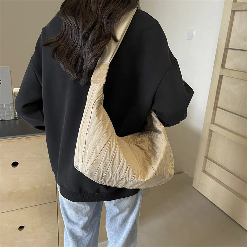 Pleated Dumpling Crossbody Bag-AURA REGALIA 