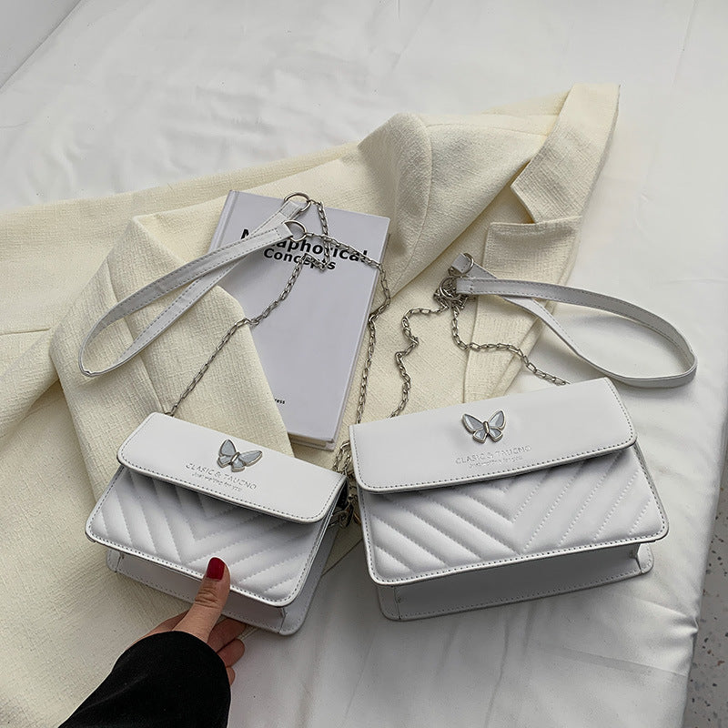 Crossbody Casual Women's Bag New Trendy The Bow Simple Texture Shoulder Bag Retro Hong Kong Style Small Square Bag