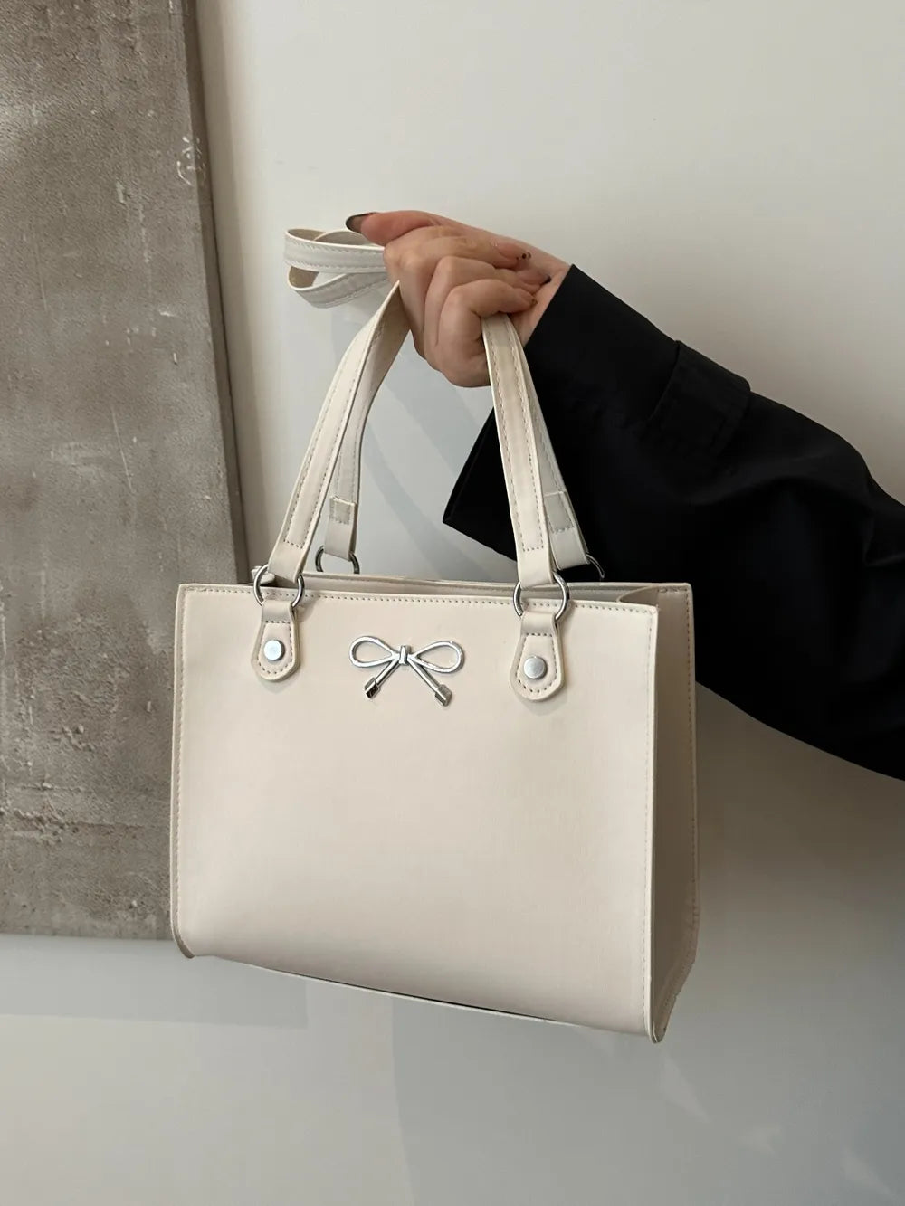 Bow PU Leather Shoulder Bag-AURA REGALIA 
