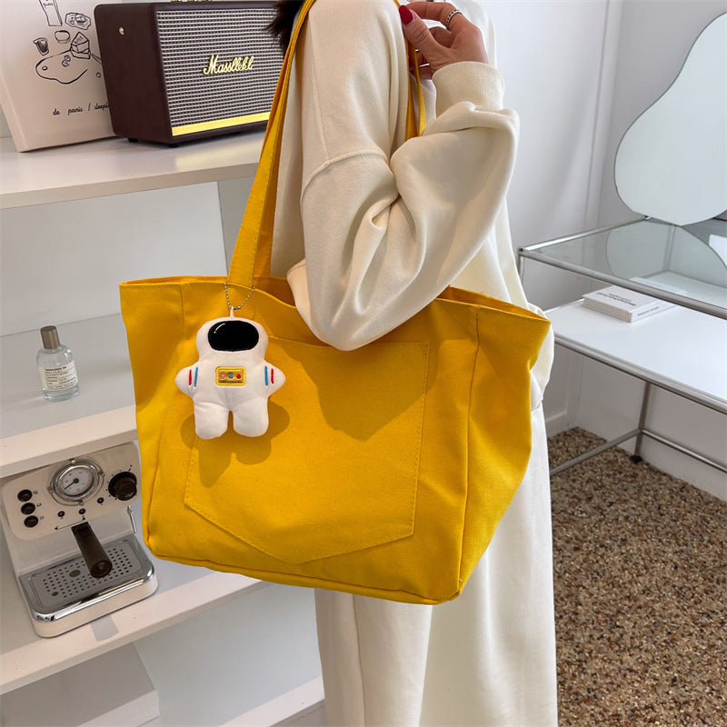 Big Bag Women's New Trendy Korean Style Casual Canvas Shoulder Bag Large Capacity Popular All-Match Tote Bag