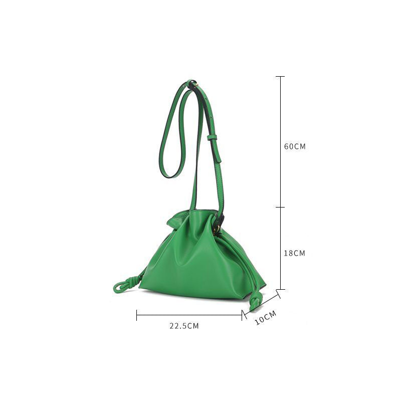 New Leather Women's Bag Fashion Simple Small Fortune Bag One Shoulder Crossbody Bucket Bag Leather Drawstring Small Bag