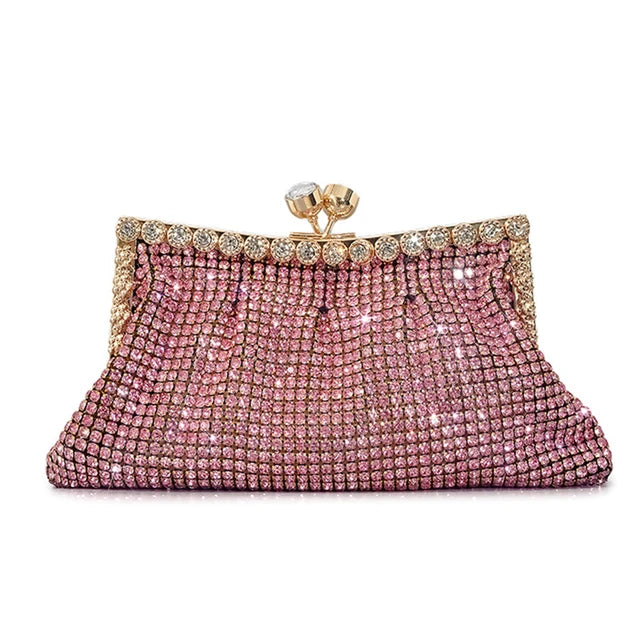 Rhinestone Beading Stylish Woman's Chain Crossbody Purse Shine Female Party Evening Tote Handbag Lady Trend Shoulder Bag