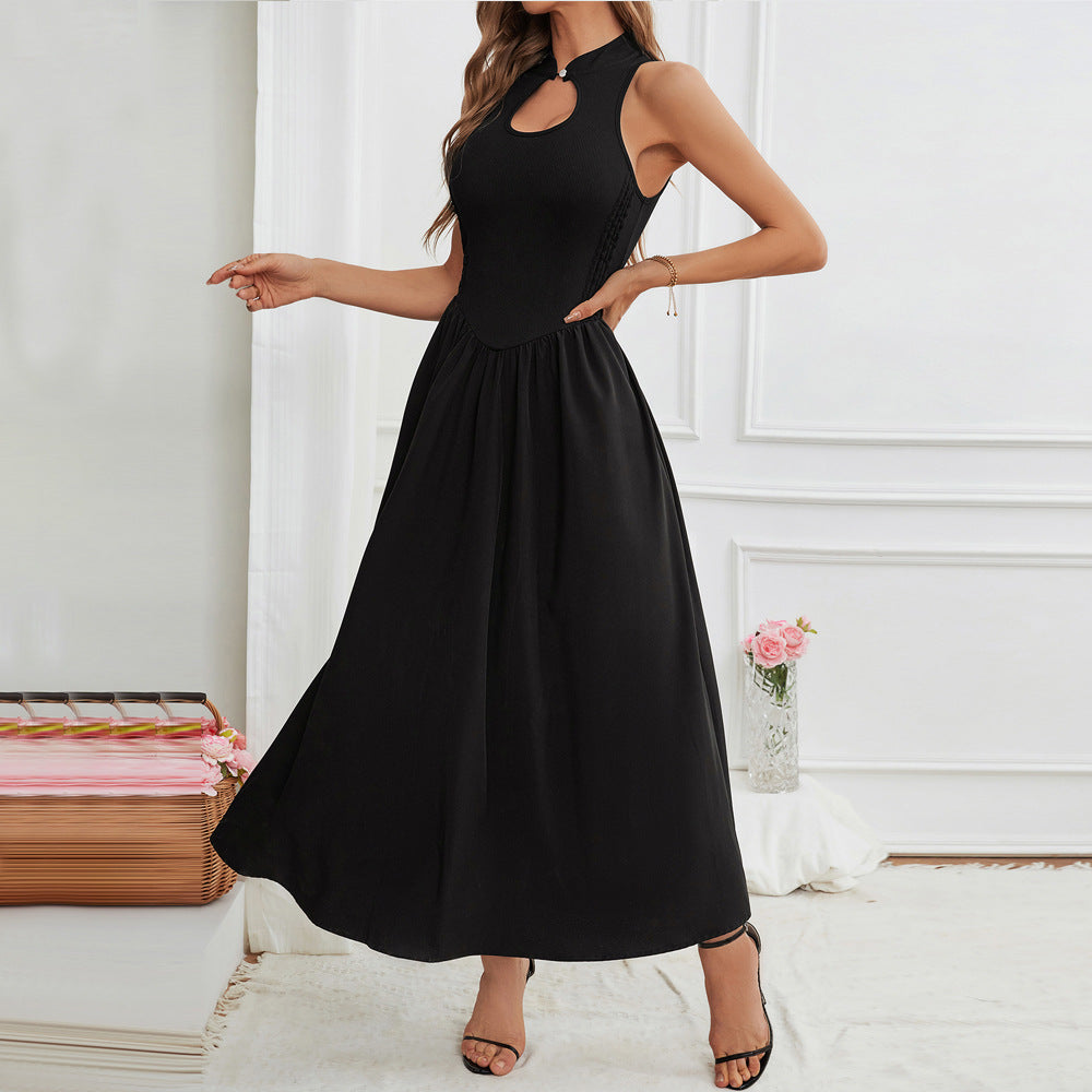 Sexy half-tall non-cufflinked dress, Opened back