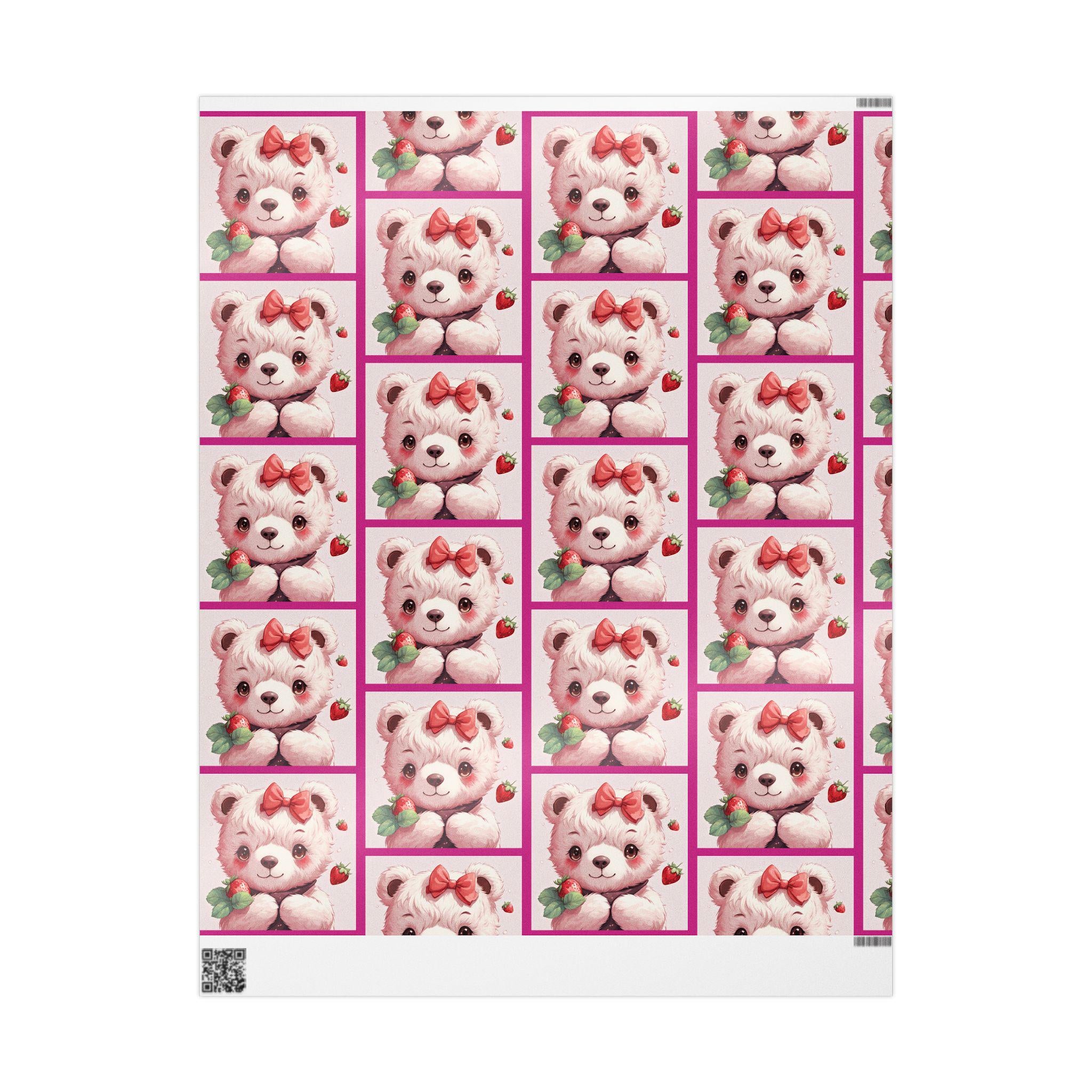 Strawberry Kitten Wrapping Paper | Nostalgic Cat Gift Wrap