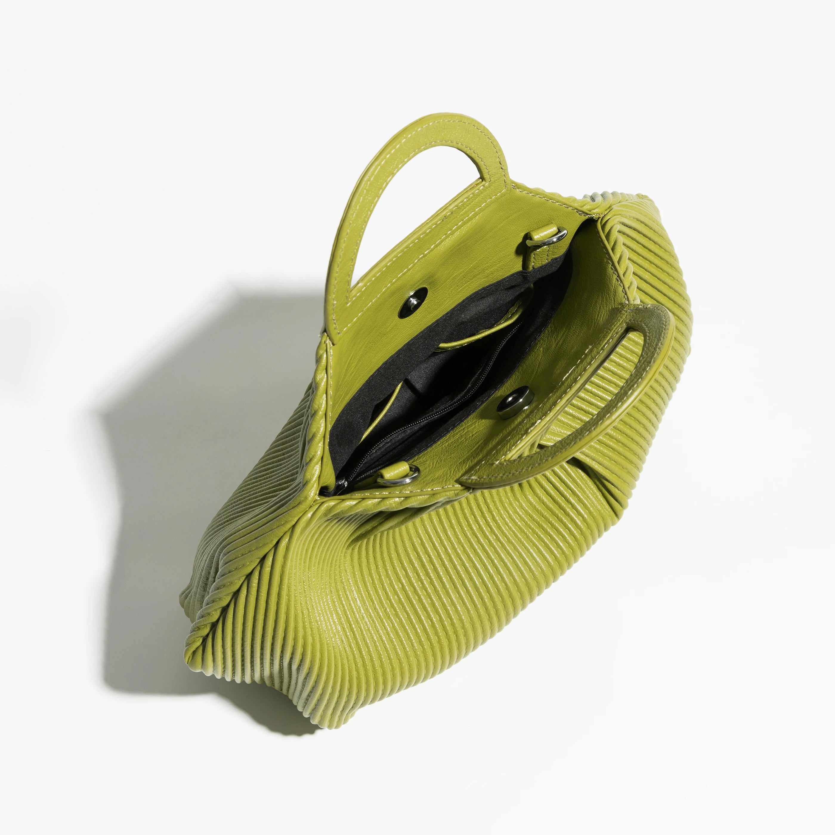 Pleated Dumpling Top Handle Purse