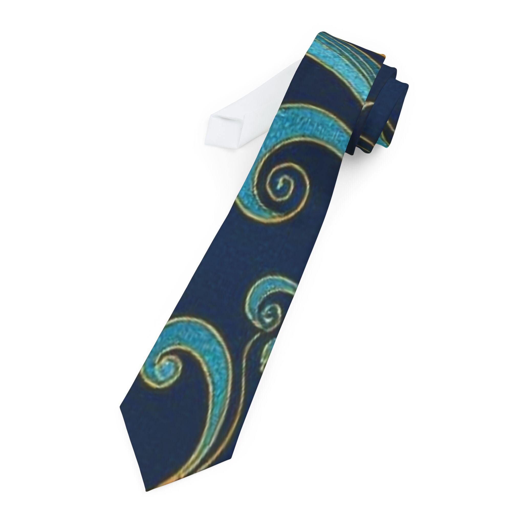 Blue Teal Swirl Pattern Necktie | Abstract Celtic-Inspired Design