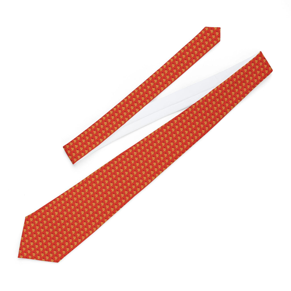 Small Golden Horse Pattern Necktie | Orange Background, ChineseMotif
