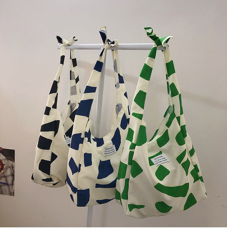 Canvas Large Capacity Bag Women's New Fashion Square Tote Bag Lazy Style College Student Class Shoulder Bag